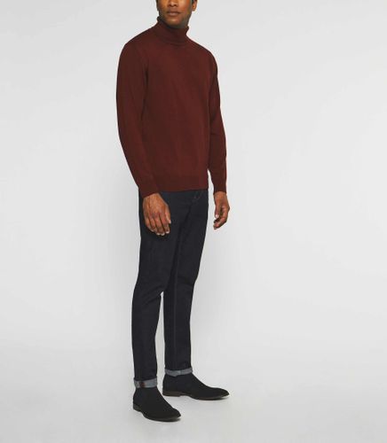 Pull col roulé en laine mérinos bordeaux BRUNO - IZAC - Modalova