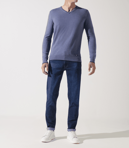 IZAC - Pull col v rayé indigo - IZAC - Modalova