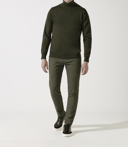 Pull col roulé kaki 100% mérinos - IZAC - Modalova