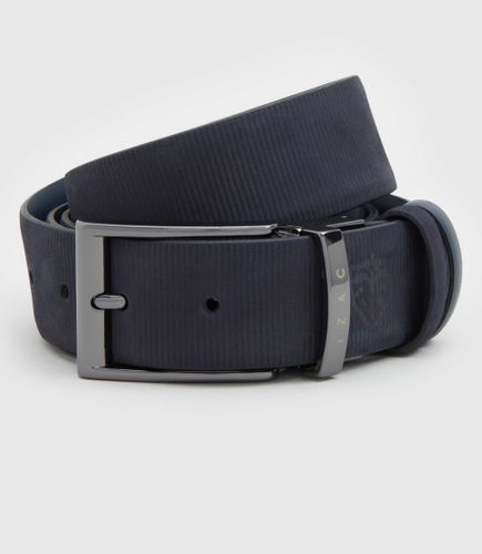 Ceinture réversible en cuir marine ''Vitesse'' - IZAC - Modalova