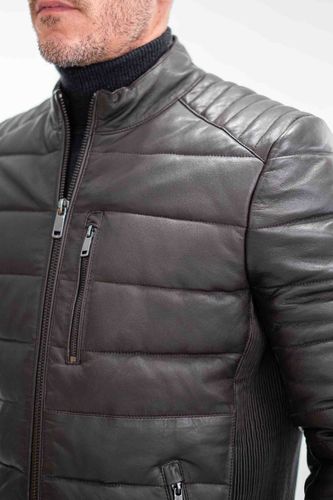 Blouson en cuir matelassé ''Doute'' - Izac - Modalova