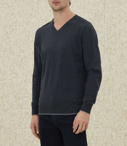 Pull col V anthracite chiné ''Lambert'' - IZAC - Modalova
