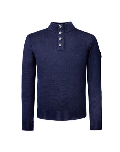 Pull col zippé bleu XS - Izac - Modalova