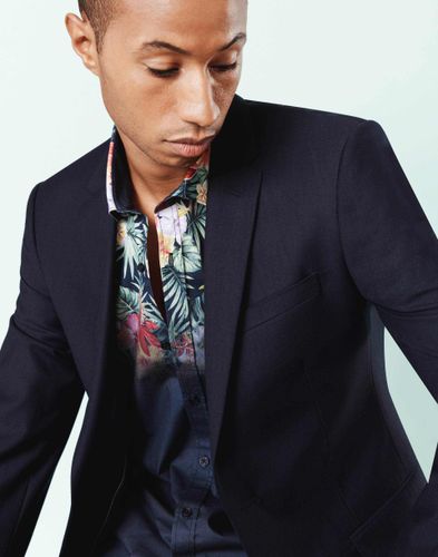 Veste revers cranté marine - IZAC - Modalova
