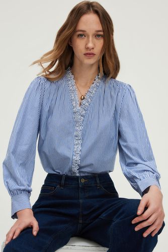 Chemise en popeline rayée à volants - CELINE - Couleur : - Taille : - Pablo - Modalova