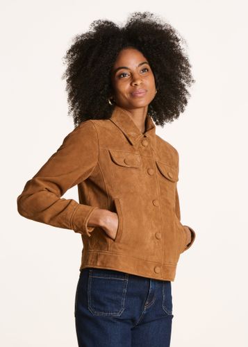 Blouson camel court en daim - La Fée Maraboutée - Modalova