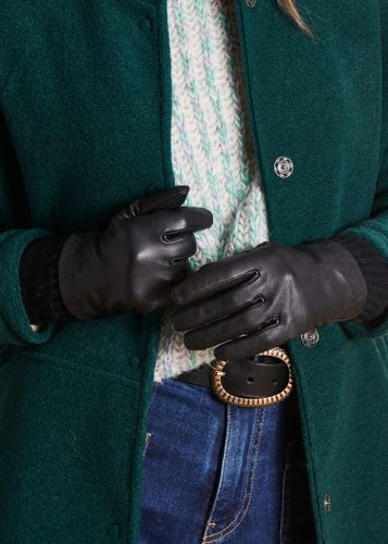 Gants noir en cuir - La Fée Maraboutée - Modalova