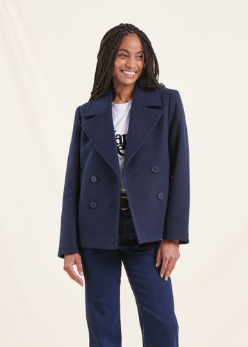 Manteau bleu foncé court coupe caban - La Fée Maraboutée - Modalova