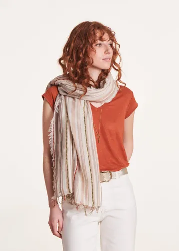Foulard rayé beige en coton - La Fée Maraboutée - Modalova