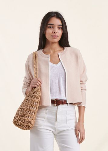 Gilet beige manches longues encolure ronde - La Fée Maraboutée - Modalova