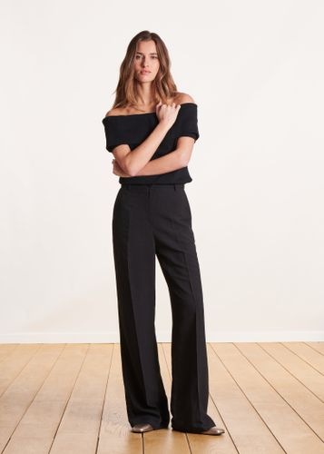 Pantalon droit et large noir en viscose/lin - La Fée Maraboutée - Modalova