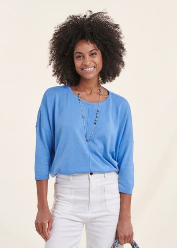 Pull bleu en coton biologique manches 3/4 oversize - La Fée Maraboutée - Modalova