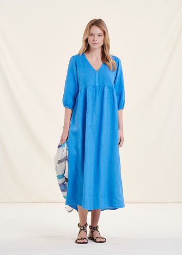 Robe longue bleue en lin - La Fée Maraboutée - Modalova