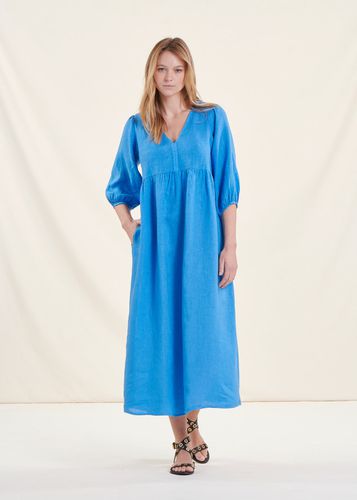 Robe longue bleue en lin - La Fée Maraboutée - Modalova