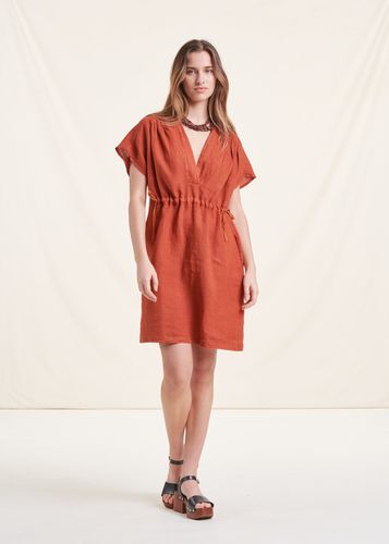 Robe courte orange en lin - La Fée Maraboutée - Modalova