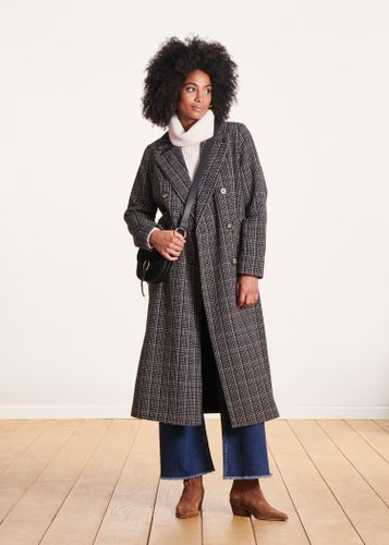 Manteau long noir et bleu à double boutonnage - La Fée Maraboutée - Modalova