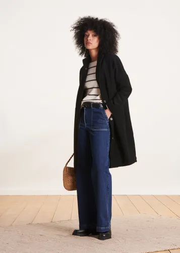 Manteau en laine avec petit col - La Fée Maraboutée - Modalova