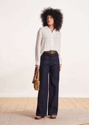 Jean large brut taille haute en coton biologique - La Fée Maraboutée - Modalova