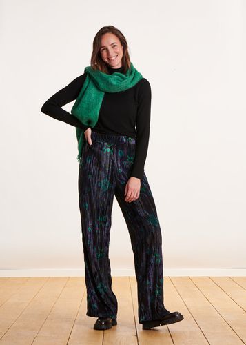 Pantalon large en velours bleu et vert - La Fée Maraboutée - Modalova