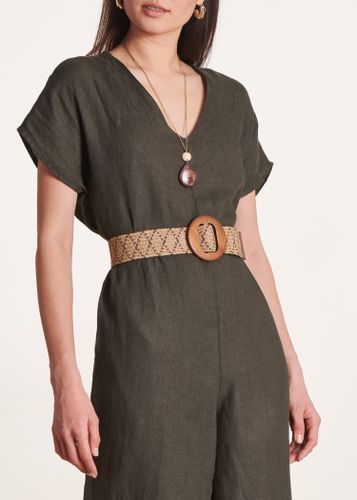 Ceinture élastique avec large boucle en bois - La Fée Maraboutée - Modalova