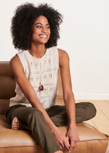 Pull sans manches écru en maille crochet - La Fée Maraboutée - Modalova