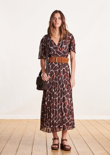 Robe longue en voile imprimé manches courtes - La Fée Maraboutée - Modalova