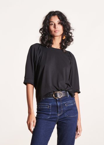 T-shirt noir oversize en lyocell col rond - La Fée Maraboutée - Modalova