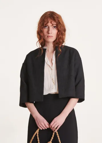 Veste courte manches 3/4 en jacquard - La Fée Maraboutée - Modalova