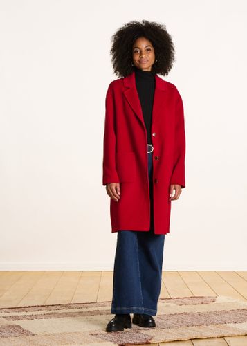 Manteau mi-long rouge en laine - La Fée Maraboutée - Modalova