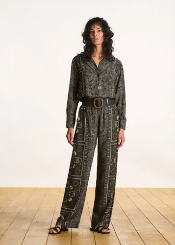 Pantalon fluide à imprimé foulard - La Fée Maraboutée - Modalova