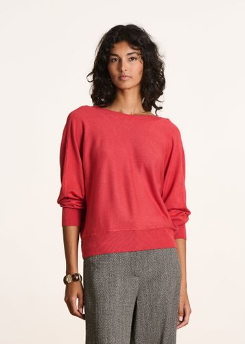 Pull rouge ample en maille fine manches longues - La Fée Maraboutée - Modalova