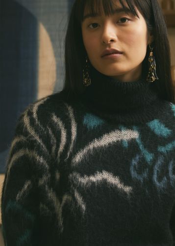 Pull motif jacquard manches longues col roulé - La Fée Maraboutée - Modalova