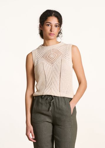 Pull sans manches écru en maille crochet ajourée - La Fée Maraboutée - Modalova
