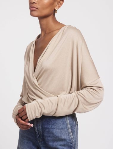 Calix Draped Top In Taupe - MicroModal - Ninety Percent - Modalova