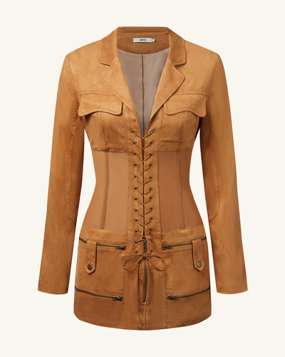 Robe mini en daim corset - Camel - JW PEI - Modalova