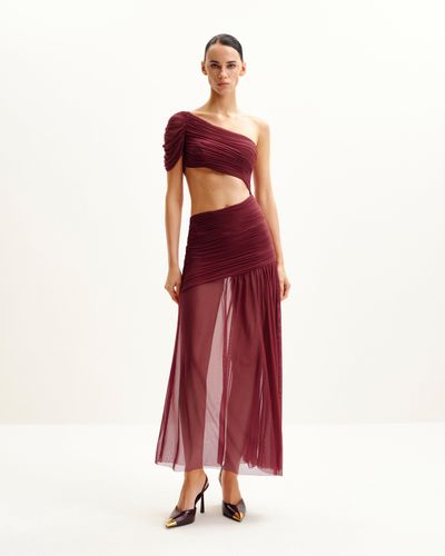 Robe en maille plissée Mia - Bordeaux - JW PEI - Modalova