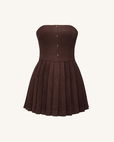 Robe Plissée en Velours Ellie - Marron Chocolat - JW PEI - Modalova