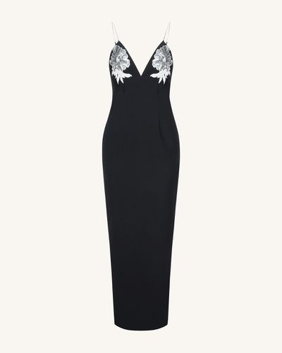 Robe longue noire Ayliua avec encolure cœur ornée de strass - Noir - JW PEI - Modalova