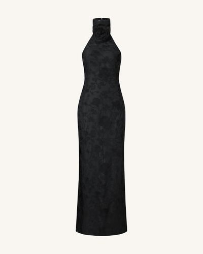 Robe longue noire à col halter en dentelle florale Uliana - Noir - JW PEI - Modalova