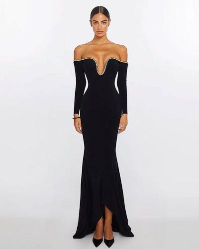 Robe de soirée Allison à épaules dénudées - Noir - JW PEI - Modalova