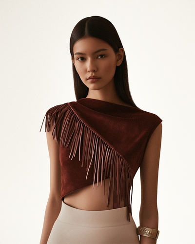 Top suédé à franges asymétriques Ariana - Bordeaux - JW PEI - Modalova