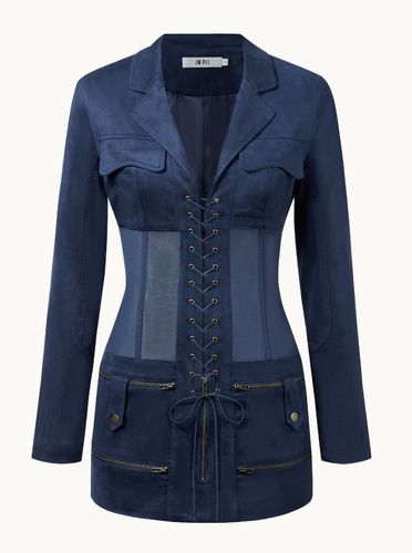 Robe mini en daim corset - Bleu foncé - JW PEI - Modalova