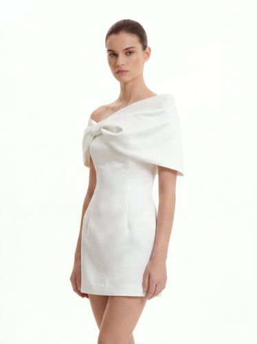 Mini-robe asymétrique en satin avec nœud - Blanc - JW PEI - Modalova