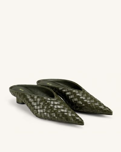 Helena Mules tissées texturées à bout pointu - Vert olive - JW PEI - Modalova
