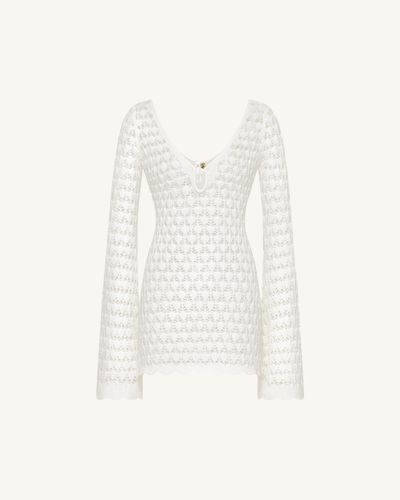 Mini-robe en maille Pointelle à découpe goutte d'eau - Blanc - JW PEI - Modalova