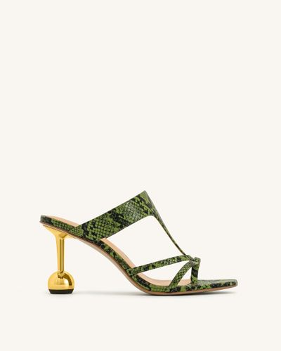 Cora Tongs à talons effet peau de serpent – Vert - JW PEI - Modalova