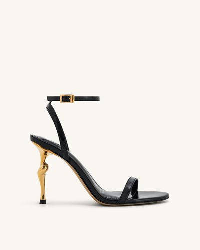 Sandales à talons métalliques Alivia Gold - Noir - JW PEI - Modalova