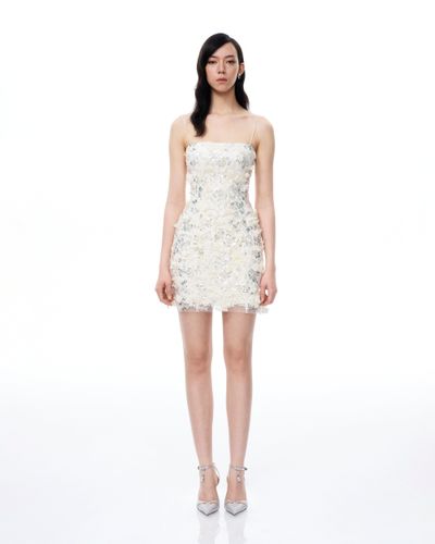 Robe mini Lysandra à sequins floraux 3D – Blanche - JW PEI - Modalova