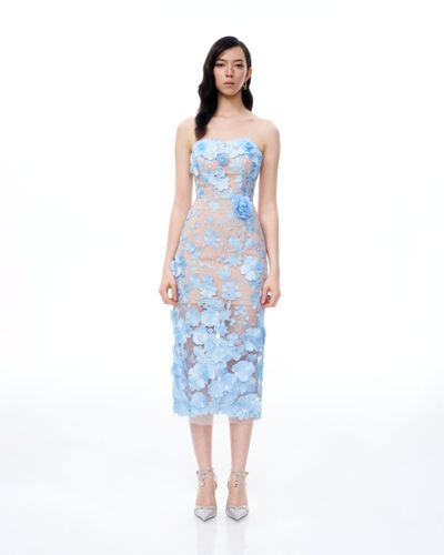 Robe maxi brodée à fleurs 3D Evander – Bleu - JW PEI - Modalova