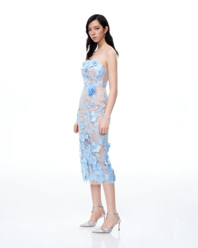 Robe maxi brodée à fleurs 3D Evander – Bleu - JW PEI - Modalova